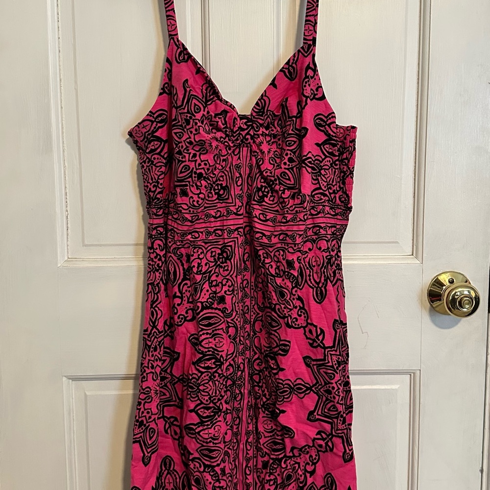 Vibrant Pink and Black Women's Mini Dress